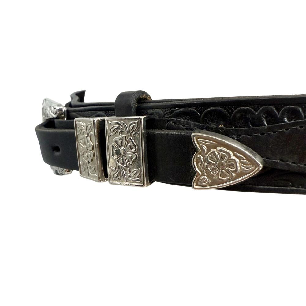 Harley-Davidson Black Leather Belt with Silver Engraved Buckle - Picture 7 of 12